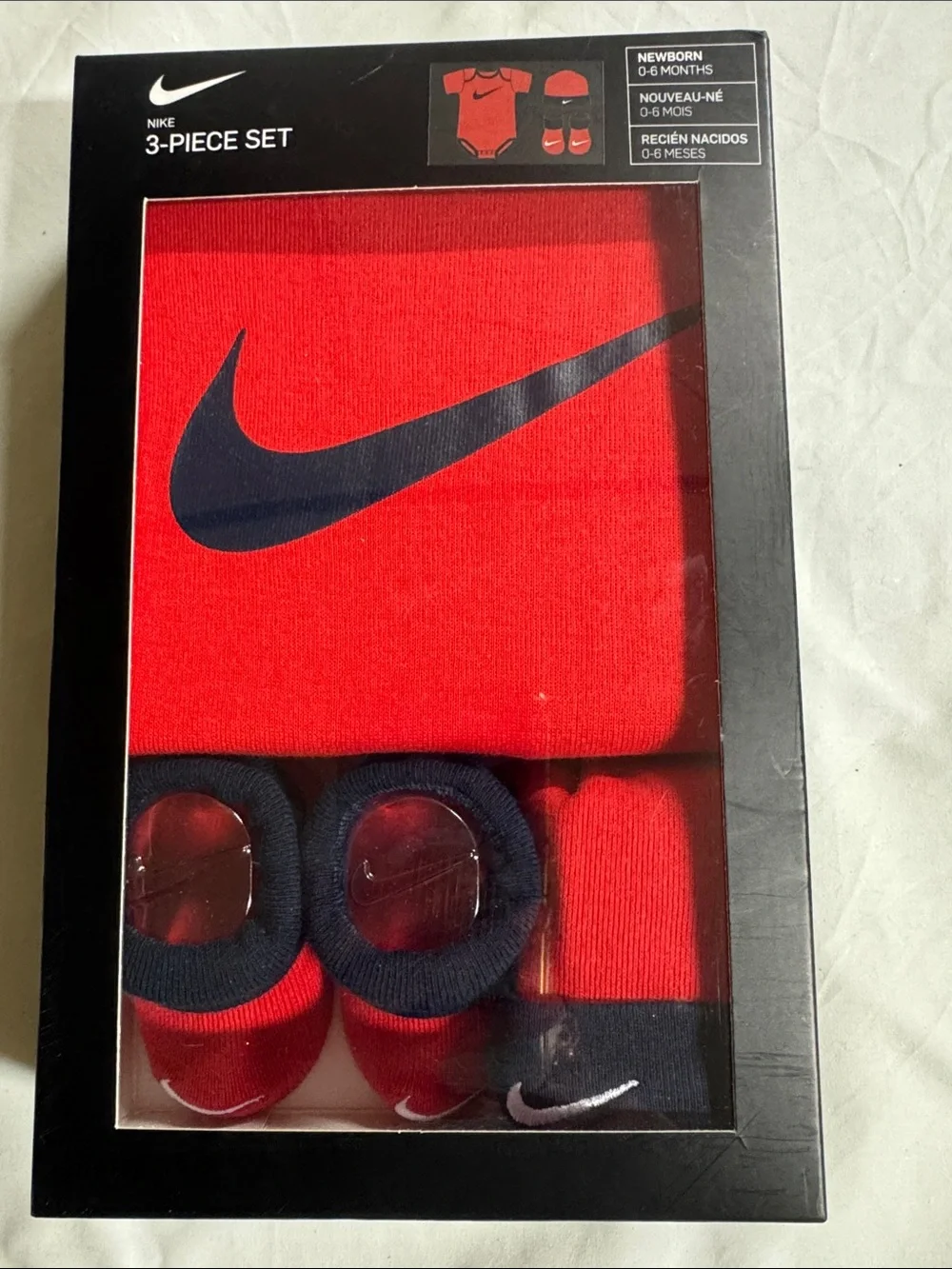 Nike Red Undershirt 3-Piece Set with Navy Swoosh - Picture 2 of 4